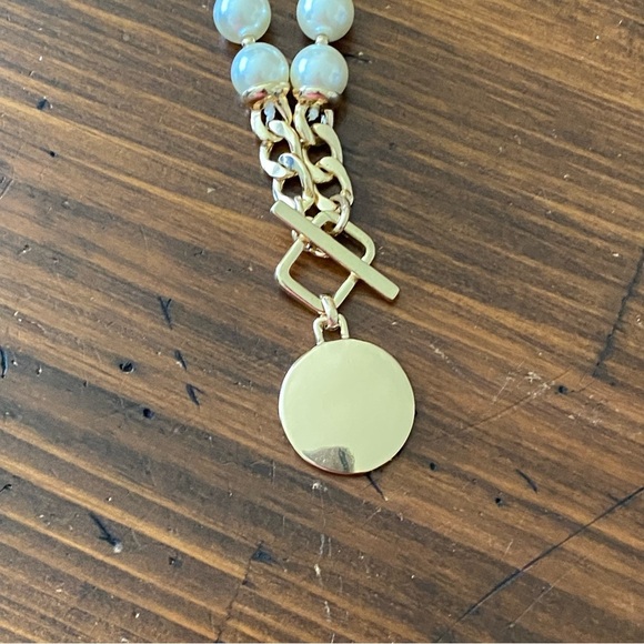 Anne Klein Gold-Tone Disc Imitation Pearl Beaded 16" Pendant Necklace - Picture 5 of 7